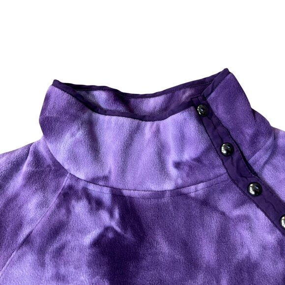 Green Tea Fleece Pullover Womens XL Purple Tie Dye Snap Neck Pockets Used - Picture 5 of 13